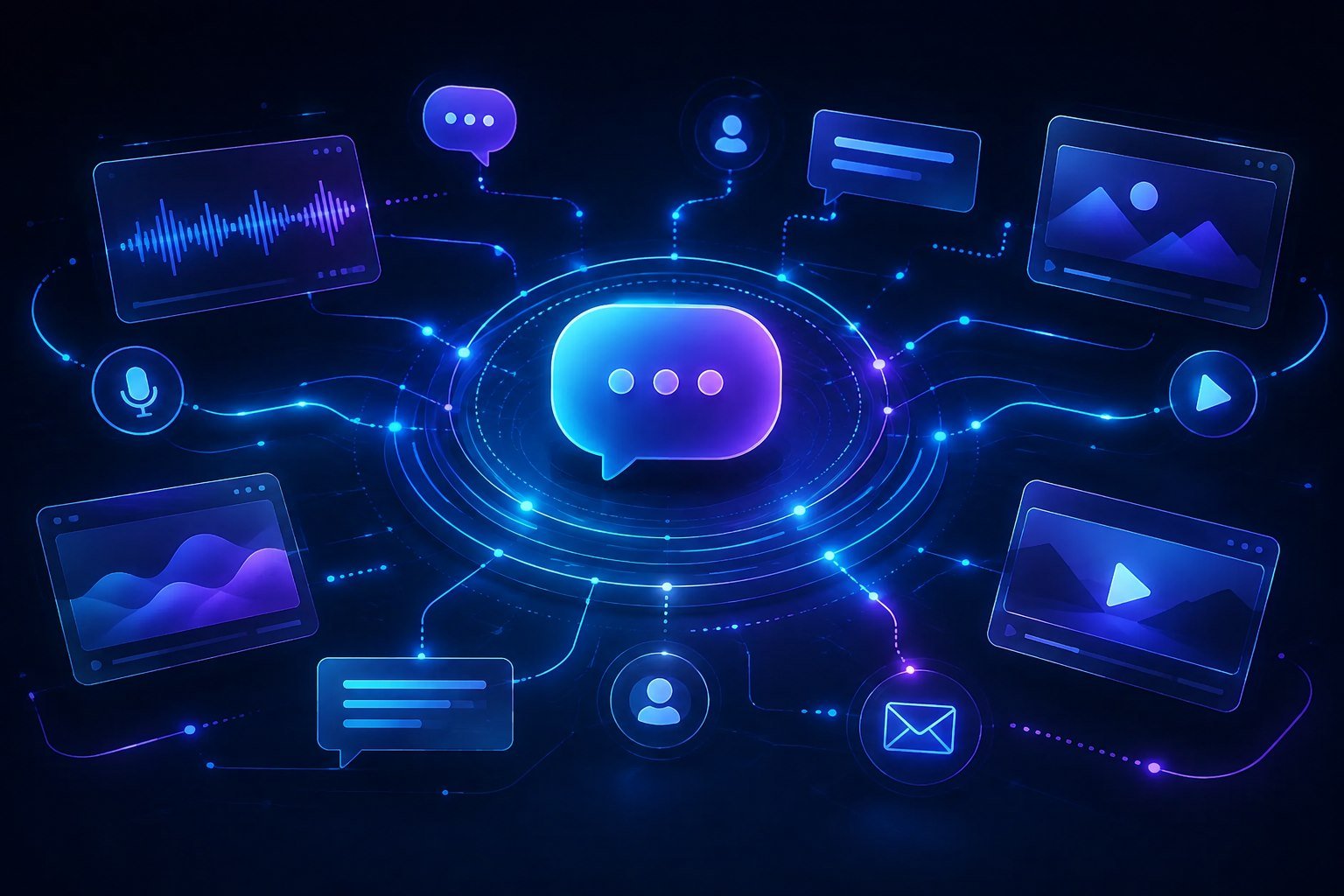 Visual connecting digital communication and media channels