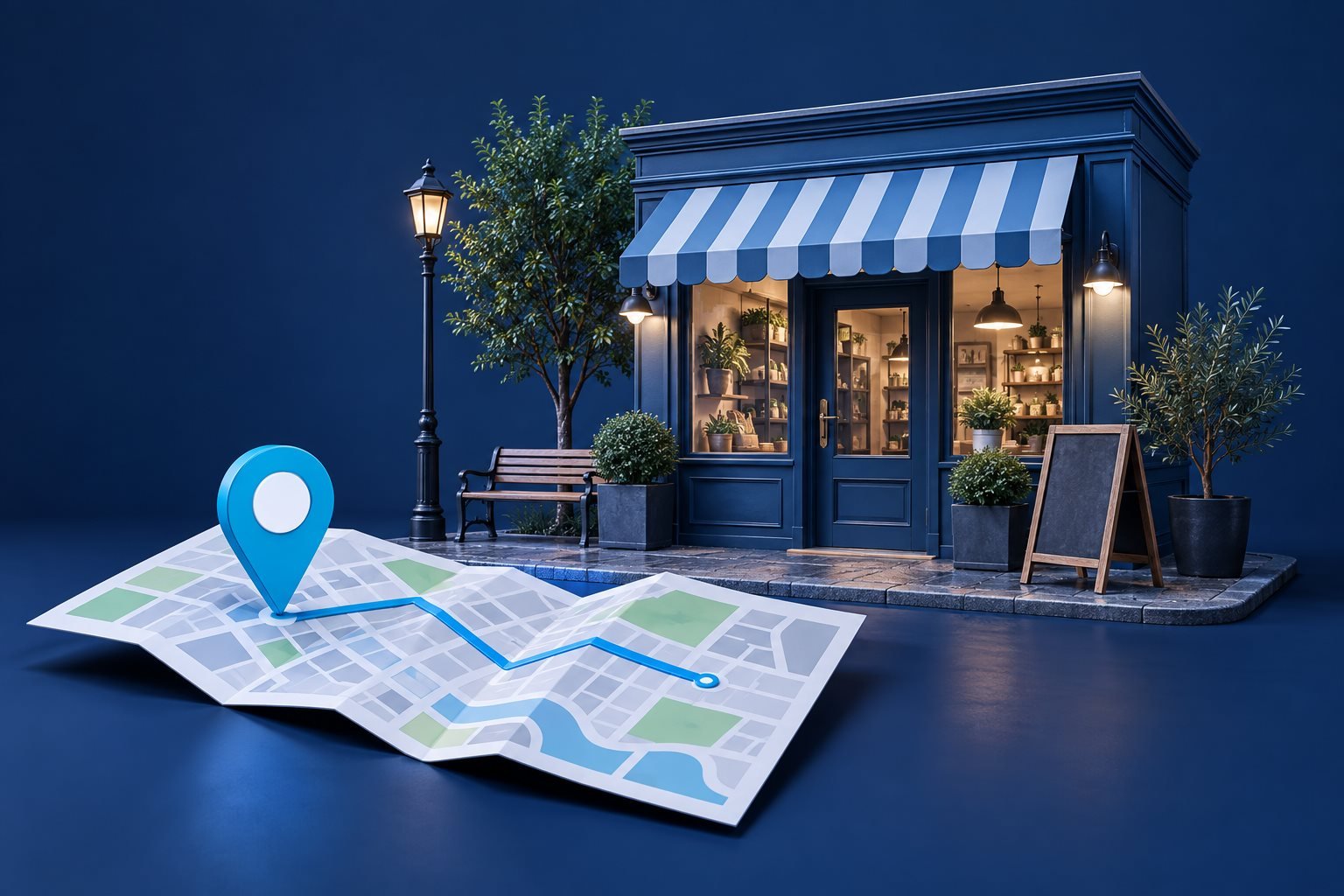 Finding a local business on the map and getting directions