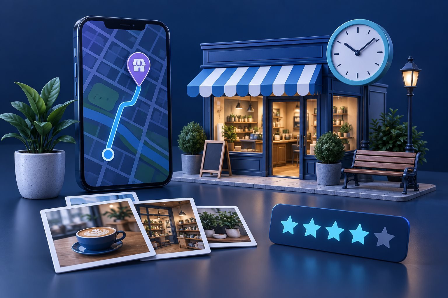 Business profile, opening hours and customer reviews