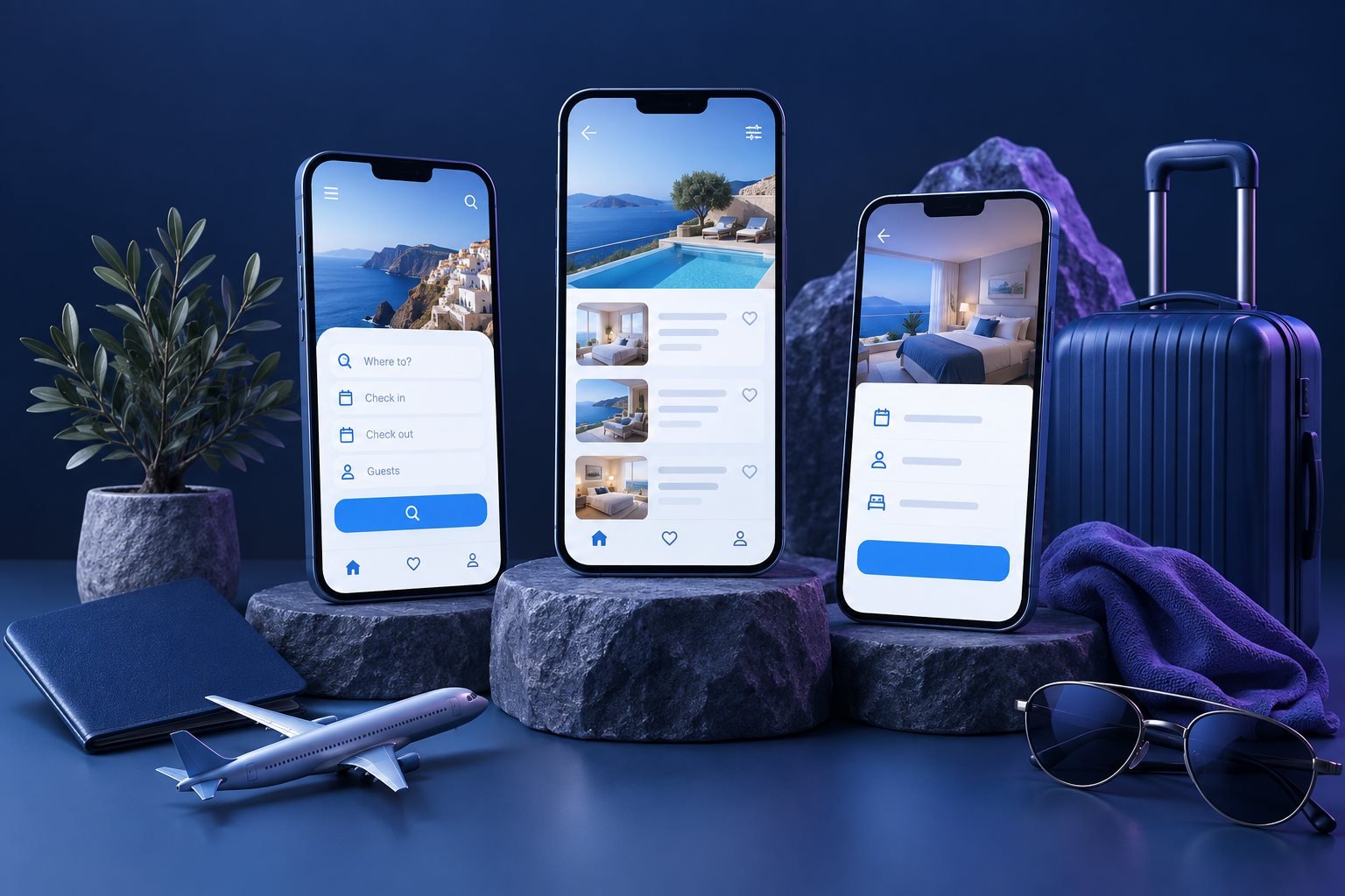 Prototype of mobile app screens and user flows